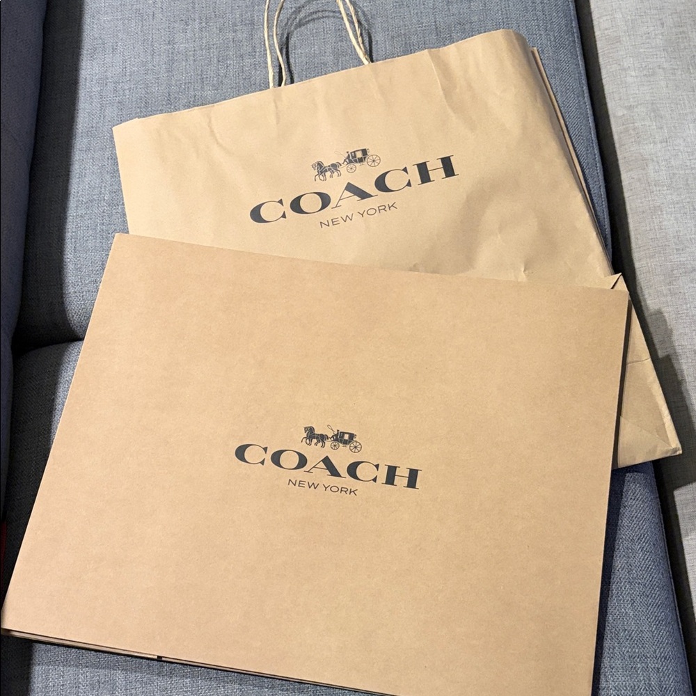 COACH Authentic Large Shopping Brown Paper Bag(19”x17”x7”)and Box(19”x15”x5.5”)